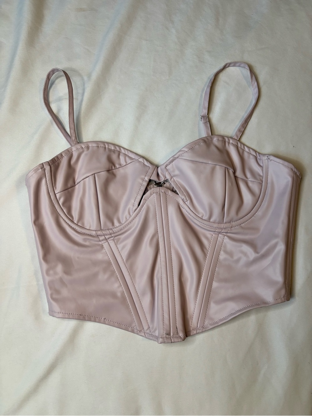 Women’s S Blush Pink Corset Bustier Crop Top Satin Strappy